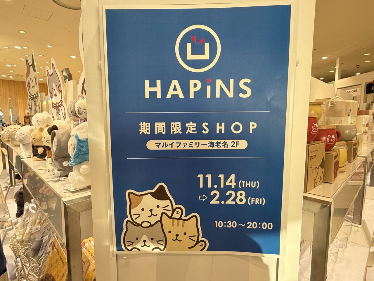 海老名市マルイファミリー海老名のHAPiNSのふくふくにゃんこ