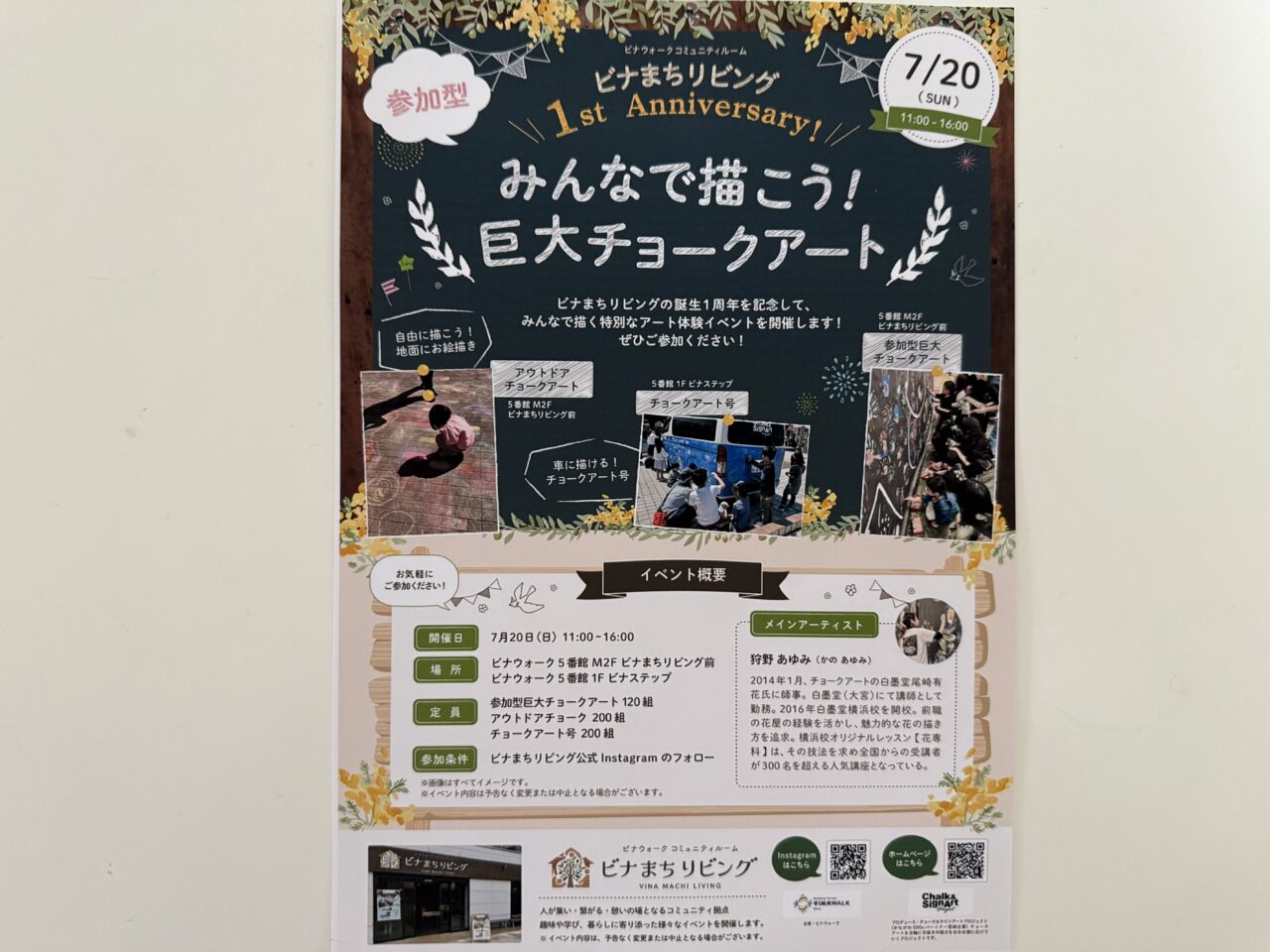 海老名市ビナまちリビング巨大チョークアート